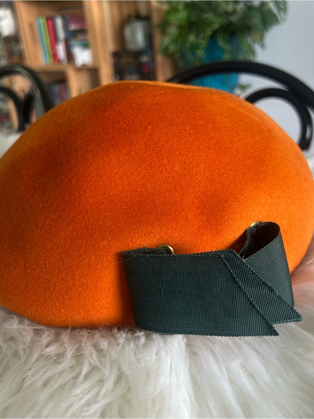 Vintage Ritz by Henry Pollak NY 100% Wool Orange Slouch Beret Hat 22 1/2